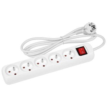 Podaljševalni kabel 1,5 m, 5 vtičnic s stikalom