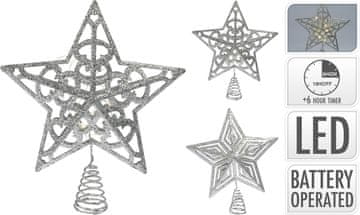 STREFA Okrasek za drevo STAR 35x23cm s časovnikom Srebrna