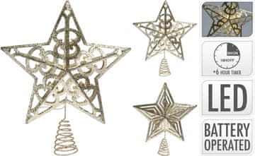 STREFA Okrasek za drevo STAR 35x23cm s časovnikom Zlata