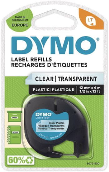 Dymo Trak LETRATAG 12mmx4m tr. plastika