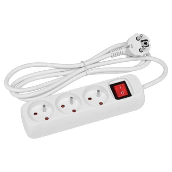 Podaljševalni kabel 1,5 m, 3 vtičnice s stikalom