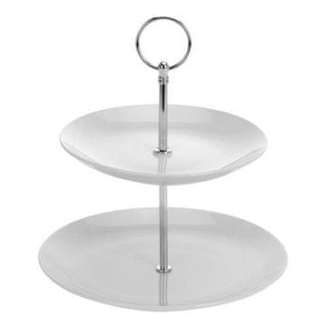 STREFA Pladenj 2 nivoja okrogel 17cm, 21cm porcelan bele barve