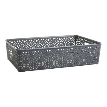 STREFA Košara MONAKO L plastična kovinsko siva 39x27x10cm