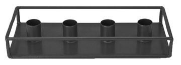 STREFA Svečnik za 4 sveče 24x10cm kovinski črn