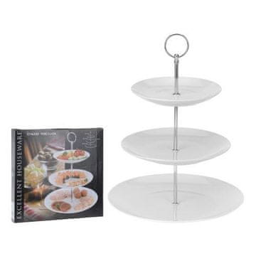 STREFA Pladenj 3 nivoji okrogli 17cm, 21cm, 26,5cm porcelan bele barve