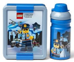 LEGO Škatla za prigrizke 20x17,3x7,1cm+steklenička 390ml,PP+silikon CITY set 2ks.