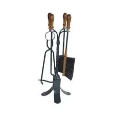 STREFA Kaminsko orodje KLASIK kovina/češnja, 4-delni komplet orodja s stojalom