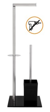 M.A.T Group Stojalo za toaletni papir + krtačo 22x66x18cm jeklo/PH BLACK
