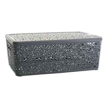 STREFA Košara MONAKO XL plastična kovinsko siva 40,3x 27x14,5cm s pokrovom