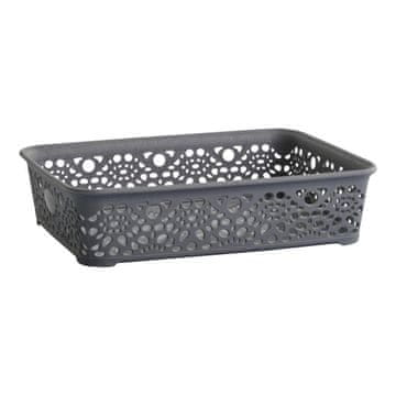 STREFA Košara MONAKO S plastična kovinsko siva 26x20x6cm