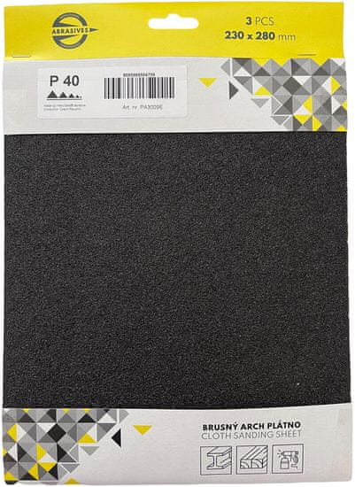 Krpa za brušenje kovin, lesa, zrn 240, 230x280mm (3ks)