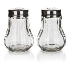 Banquet MONO solnica in poprovka 40ml steklo/nezrnato jeklo, okrogel komplet 2 kosa.