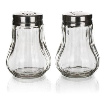 Banquet MONO solnica in poprovka 40ml steklo/nezrnato jeklo, okrogel komplet 2 kosa.