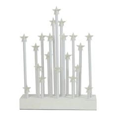 M.A.T Group Božični svečnik za 20 sveč LED, toplo bele barve, zvezda, lesen, bel, 22,3x29,5x5cm, za vtičnico