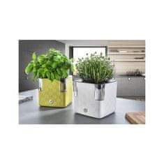 Plastkon Cvetlični lonec Cobble bele barve, samooskrbni, dekorativni, 14x14cm