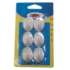 STREFA Beli plastični kavelj samolepilni ovalni majhen (6 kosov)