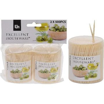 STREFA Okrogli obojestranski bambusovi zobotrebci (2x500 kosov) + plastična škatla