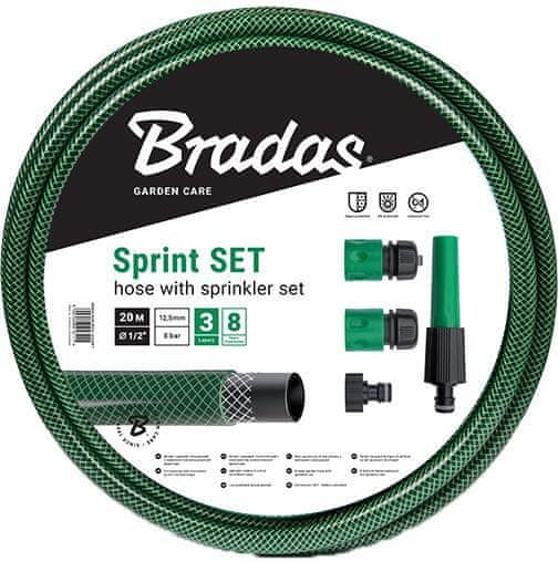 Bradas Cev SPRINT 1/2" (20 m), neprosojna ZE + pribor
