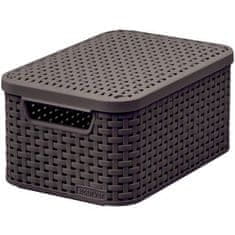 Curver Plastična košara RATTAN rjava 29x20x14cm (S) s pokrovom