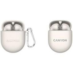 Canyon TWS-6 BT slušalke z mikrofonom, BT V5.3 JL 6976D4, 400mAh+30mAh ohišje do 21h, bež