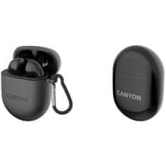 Canyon TWS-6 BT slušalke z mikrofonom, BT V5.3 JL 6976D4, 400mAh+30mAh ohišje do 22 ur, črne