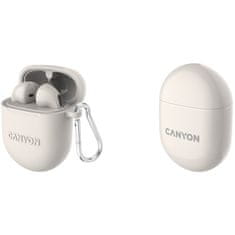 Canyon TWS-6 BT slušalke z mikrofonom, BT V5.3 JL 6976D4, 400mAh+30mAh ohišje do 21h, bež