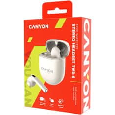 Canyon TWS-6 BT slušalke z mikrofonom, BT V5.3 JL 6976D4, 400mAh+30mAh ohišje do 21h, bež