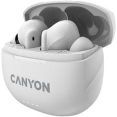 Canyon TWS-8 BT slušalke z mikrofonom, BT V5.3 JL 6976D4, 470mAh+40mAh ohišje do 32 ur, bela