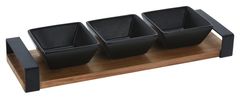 M.A.T Group Servirni set 4 kosov (1x skodelica/kovinski pladenj 32x10cm+3x keramična skleda 8x8x3,5cm BLACK)