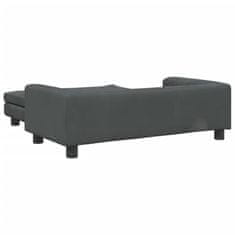 Vidaxl Otroški kavč s stolčkom za noge temno siv 100x50x30 cm žamet