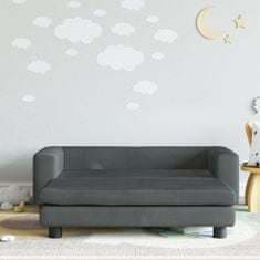 Greatstore Otroški kavč s stolčkom za noge temno siv 100x50x30 cm žamet