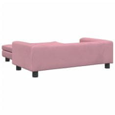 Greatstore Otroški kavč s stolčkom za noge roza 100x50x30 cm žamet