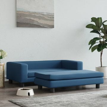 Vidaxl vidaXL Pasja postelja s stransko mizico, modra, 100x50x30 cm, žamet