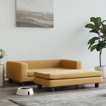 Vidaxl vidaXL Pasja postelja s stransko mizico, rjava, 100x50x30 cm, žamet