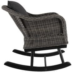 tectake Gugalni stol Rovigo s stolčkom za noge Vibo, iz ratana, siv