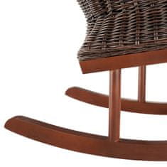 tectake Gugalni stol Rovigo s stolčkom za noge Vibo, iz ratana, rjav