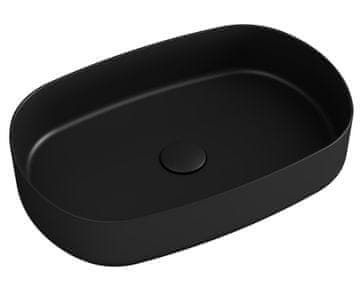 ISVEA INFINITY OVAL keramično mat črno umivalno korito na desko, 55x36cm