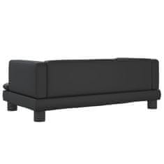 Vidaxl Otroški kavč črn 80x45x30 cm umetno usnje