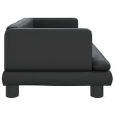 Vidaxl Otroški kavč črn 80x45x30 cm umetno usnje