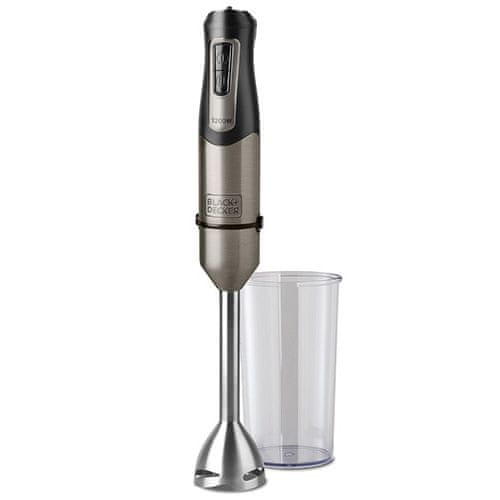 Mixér Black+Decker, BXHB1200E, tyčový, 20 rychlostních stupňů, turbo, 4 ramenný nerezový nůž, 1200 W