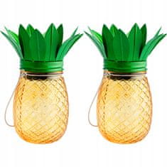 Polux 2x Solarna vrtna svetilka LED viseča okrasna STEKLO ANANAS