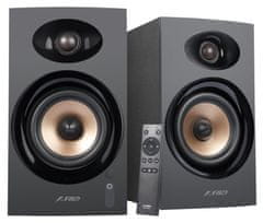 Fenda Zvočniki F&amp;D R23BT/ 2.0/ 40 W/ leseni/ BT/ optični/ vhod USB/ daljinski upravljalnik/ črni