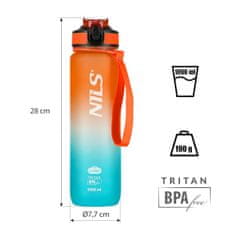 NILLS CAMP tritan steklenica za pitje NCD68 1000 ml oranžno-modra