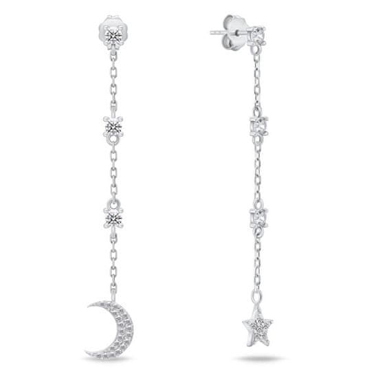 Brilio Silver Dolgi srebrni uhani Luna in zvezda s cirkoni EA832W