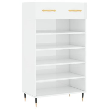 Vidaxl Omarica za čevlje visok sijaj bela 60x35x105 cm inženirski les