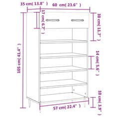 Vidaxl Omarica za čevlje siva sonoma 60x35x105 cm inženirski les