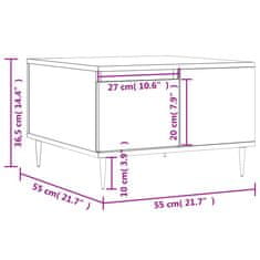 Vidaxl Klubska mizica bela 55x55x36,5 cm inženirski les