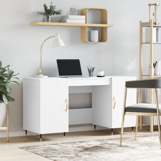 Vidaxl Pisalna miza bela 140x50x75 cm inženirski les
