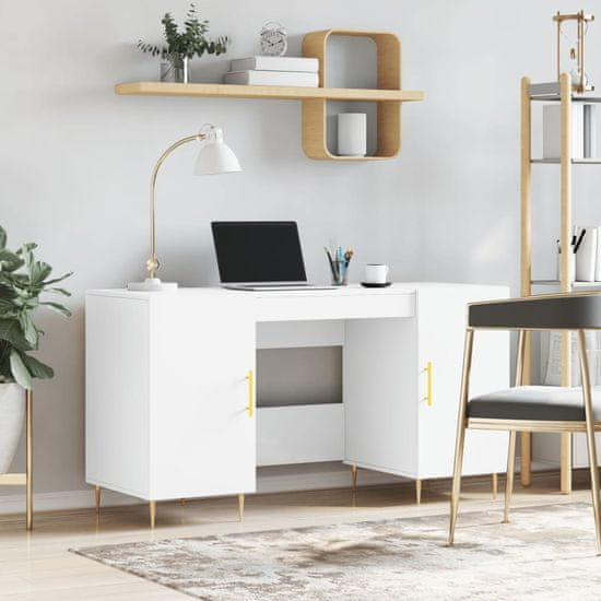 Vidaxl Pisalna miza bela 140x50x75 cm inženirski les