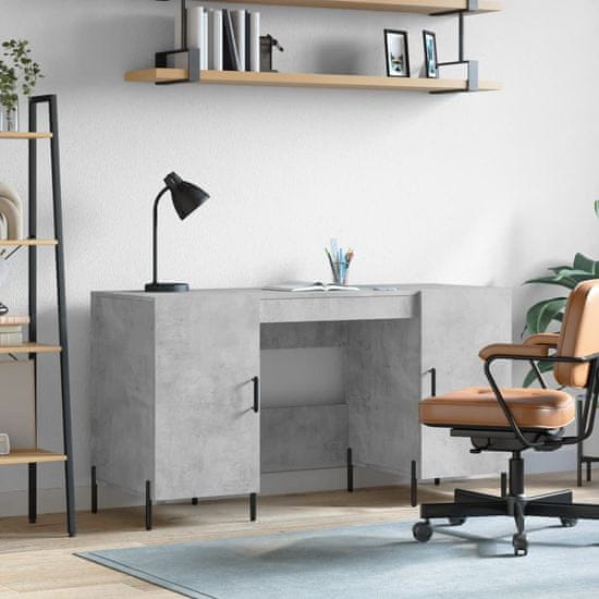 Vidaxl Pisalna miza betonsko siva 140x50x75 cm inženirski les